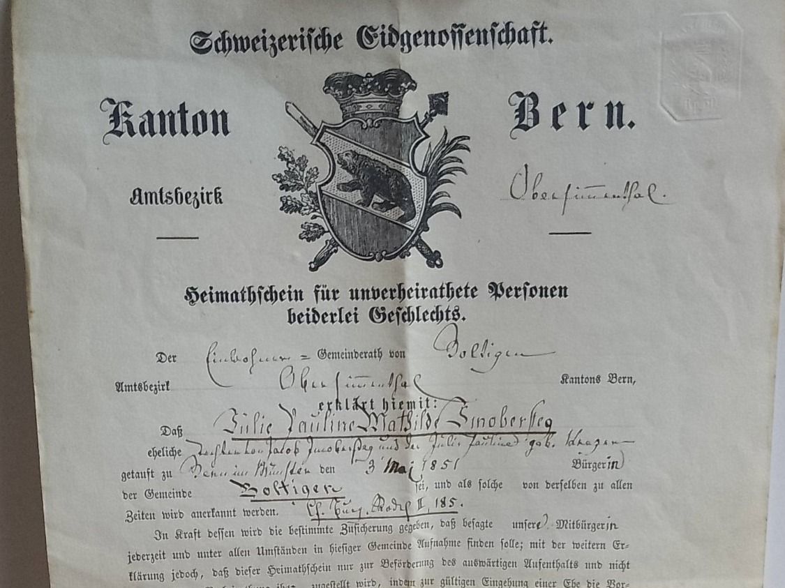 Documenti: Bern - documento - 1864 – Usato da Sorengo venduto da  1