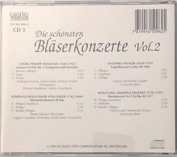 CD: Die schönsten Bläserkonzerte - Vol. 2 (3 CDs) – Usato da Grüningen venduto da azulblanco 4
