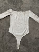Missguided Grey Ribbed Bardot Bodysuit