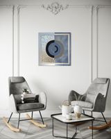 Abstraktes Wandbild blau schwarz silber quadratisch neu