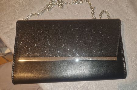Elegante Glitzer Clutch schwarz, Festtasche