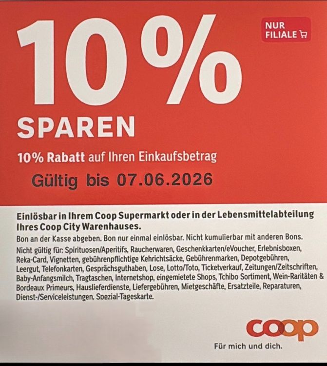 10 %Rabatt auf Einkauf im Coop bis 07.06.2026 (Neu (gemäss Beschreibung ...