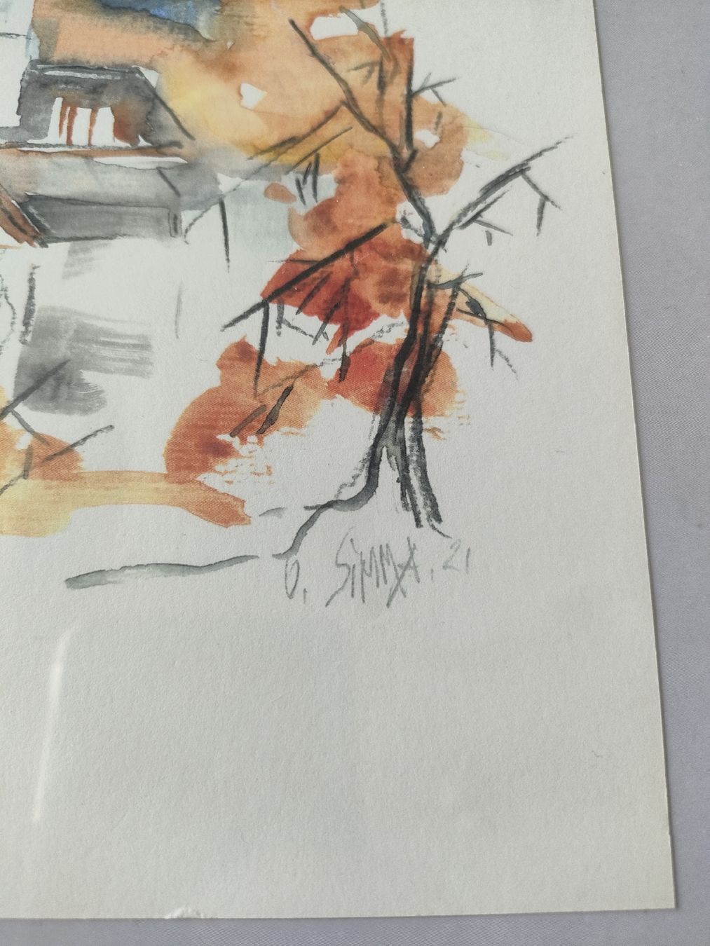 Dipinti: Winterliches Aquarell: Schweizer Dorf mit Bergpanorama – Usato da Weiningen TG venduto da NumisBila 2