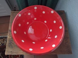 SCHÜSSEL KERAMIK MIT PUNKTEN ROT WEISS