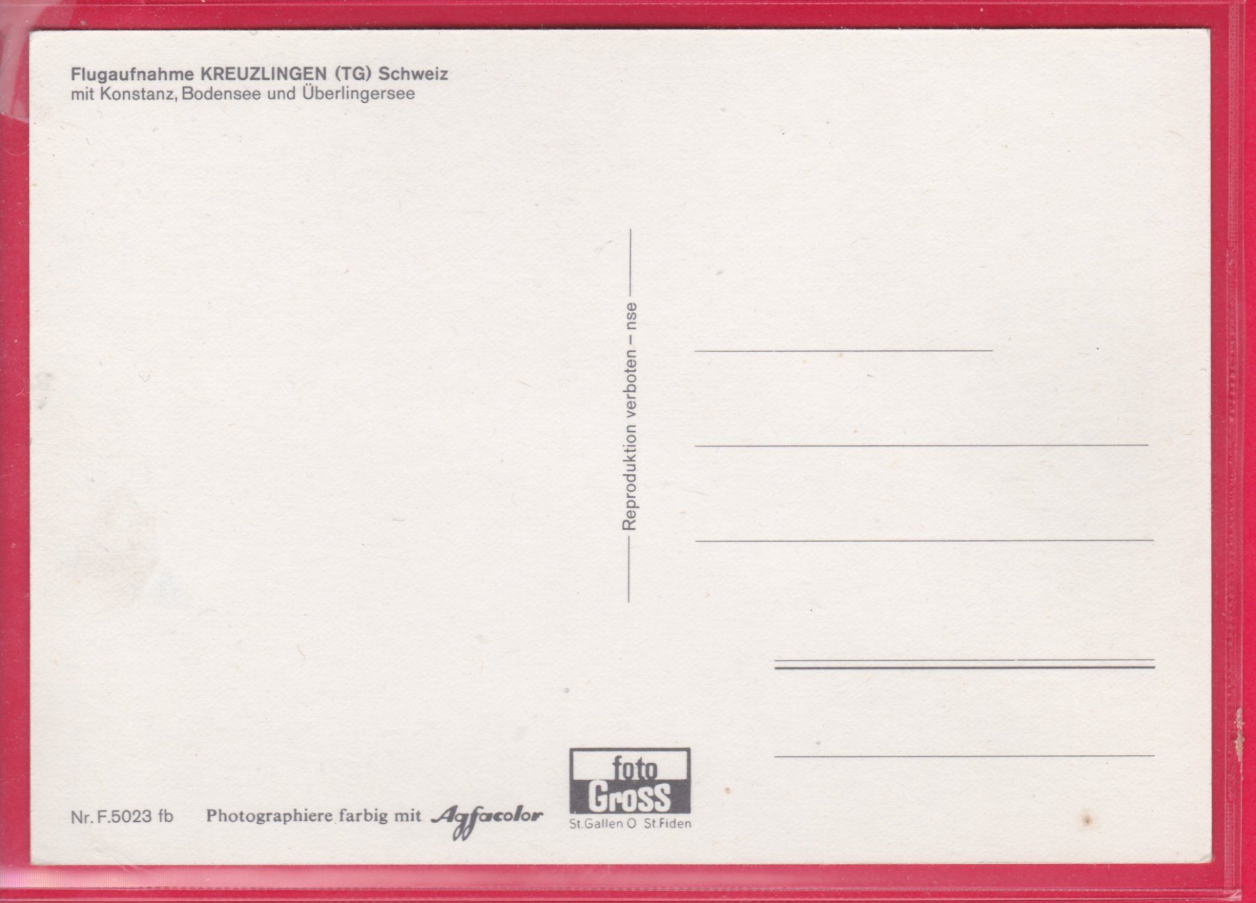 Cartoline postali: FLUGAUFNAHME, KREUZLINGEN – Usato da Oberrieden venduto da Gebirgsstelze 1