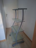 Modernes Glasregal / Metallregal silber mit Milchglas 130cm