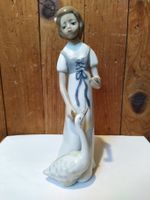 Lladró Figur, Mädchen mit Gans, Porzellan, Top Zustand