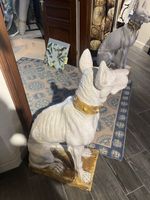Paire de statues chiens en plâtre blanc état neuf