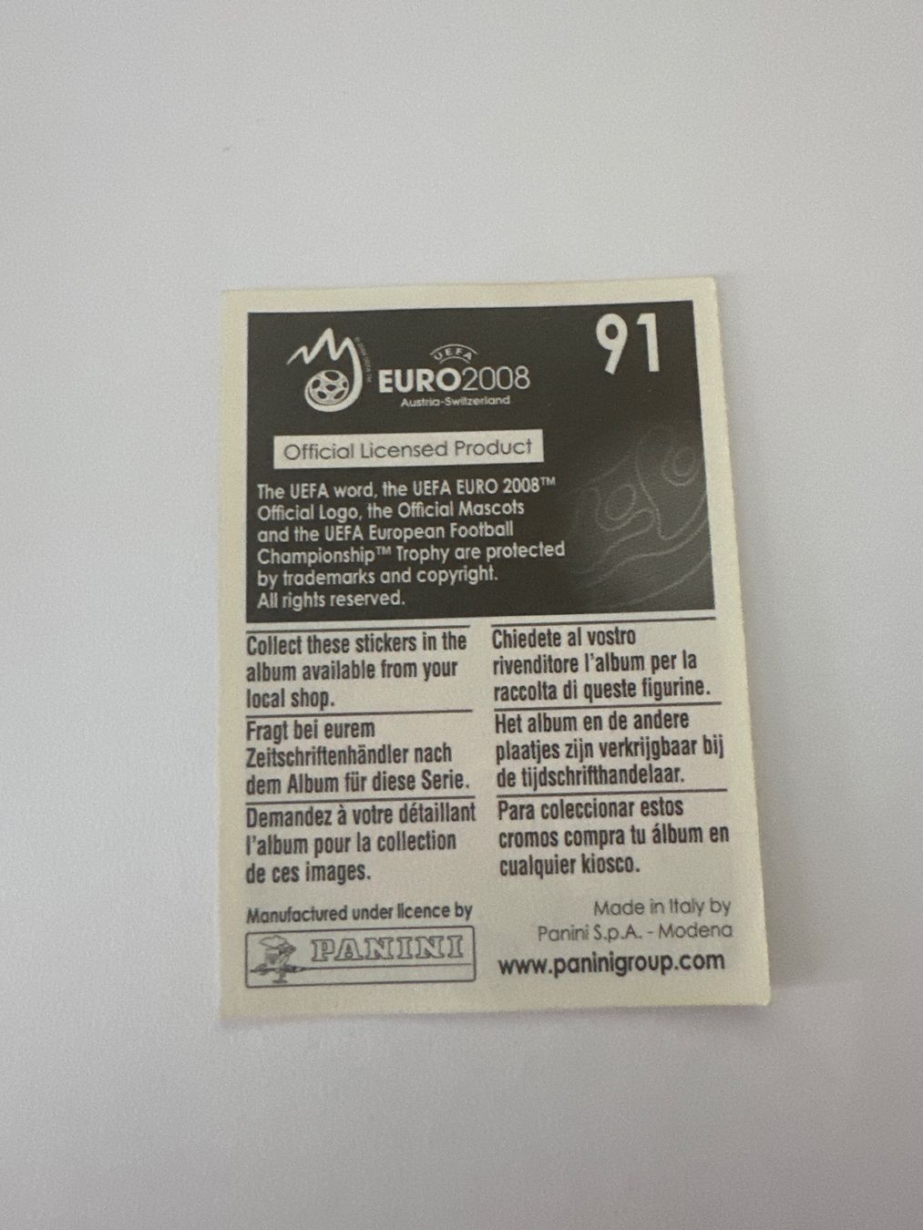 Panini Cartes à collectionner: Panini UEFA EM 2008 Sticker - Nr. 91 – D'occasion à Sulz AG par DealWerk 1