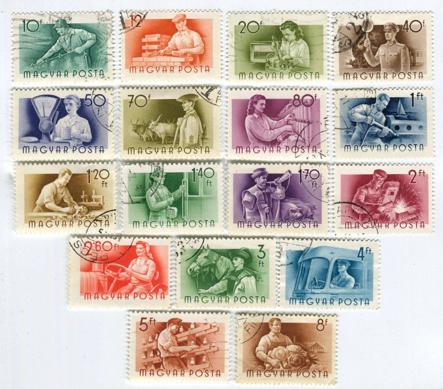 Alle Briefmarken: Briefmarken "Berufe". Ungarn – Gebraucht aus Basel von Butsch5