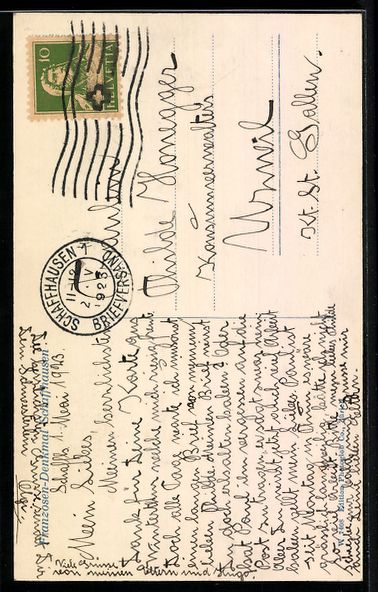 Cartoline postali: AK Schaffhausen, Kriegerdenkmal – Usato da Berlin venduto da bartko-reher 1