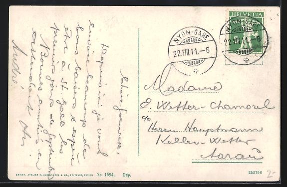 Cartes postales: AK Nyon, Vue Générale, 1911 – D'occasion à Berlin par bartko-reher 1