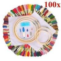 100 Farben Stickgarn Stickerei Stickrahmen Embroidery Kit