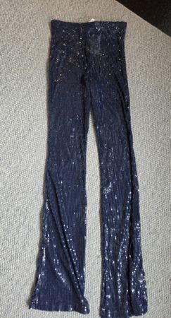 Paillettenhosen Gr S Pailletten Glitzer Hosen Damen blau neu