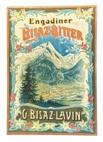 Engadiner Bisaz-Bitter Werbeschild ca. 20 er Jahre