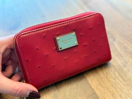 Michael Kors Portemonnaie «Ostrich-Prägung» – Rot / Gold