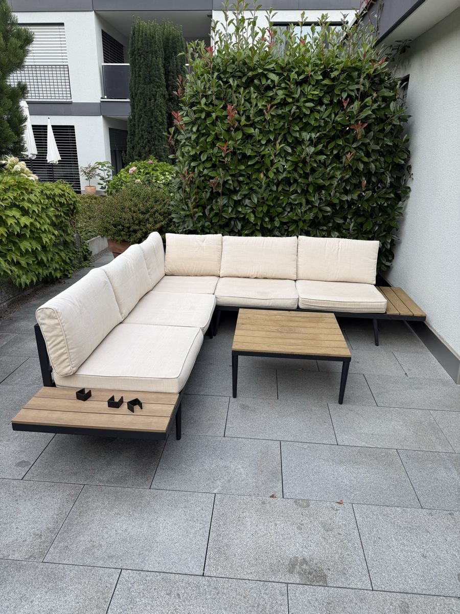 Sofas: Lounge Set Garten Ecksofa Metall Holz beige gebraucht – Gebraucht aus Wollerau von MariiS 1