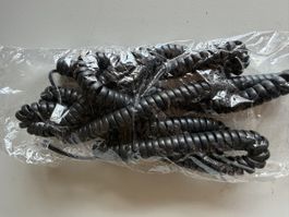 Telefonkabel Spiralkabel schwarz RJ11 Stecker 2 Stk neu