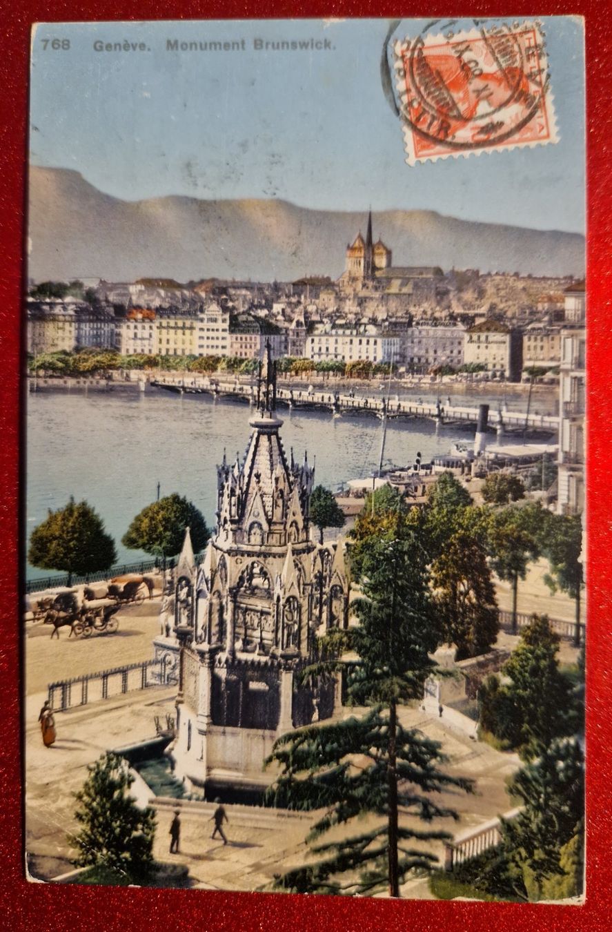Cartoline postali: Geneve Genf, Monument Brunswick 1909 – Usato da Melchnau venduto da Arthurius