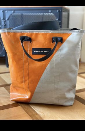 Freitag Tasche grau orange good condition
