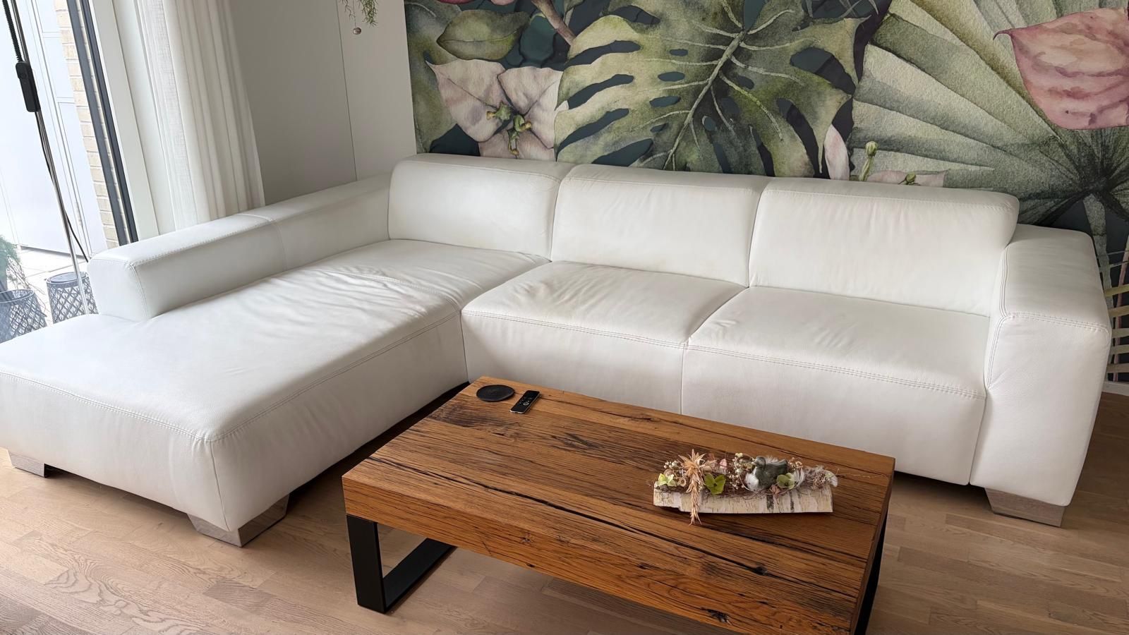 Divani: Ecksofa Leder weiss mit Kissen – Usato da Bremgarten venduto da Nuessli007 2