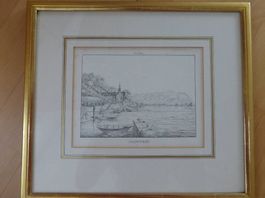 Originale Federlithografie "Monstein" Au (SG), 1844, gerahmt
