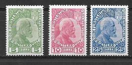 Liechtenstein Serie 3 Werte 1x - 3x * 1.2.1912