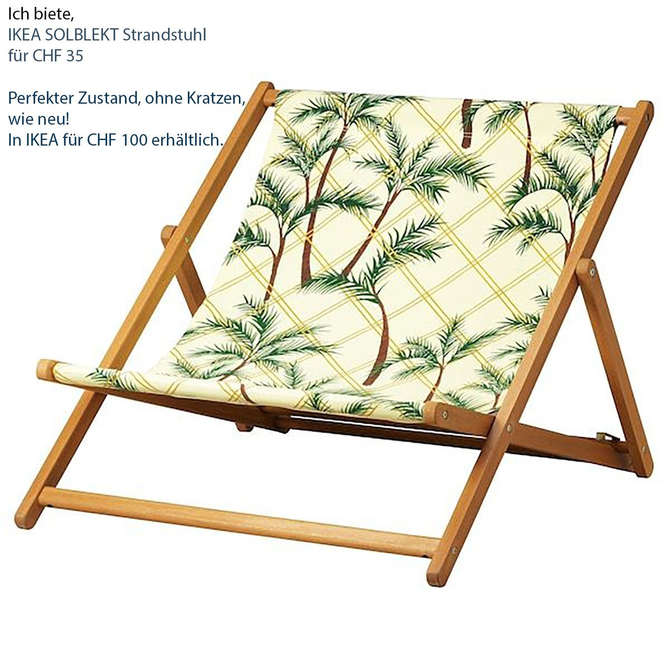 IKEA SOLBLEKT Strandstuhl / Gartenliege (Neu (gemäss Beschreibung)) in Adliswil für CHF 35 – mit Lieferung auf Ricardo kaufen