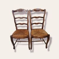 Vintage Stühle mit Geflecht und Holzgestell 2er Set L 551
