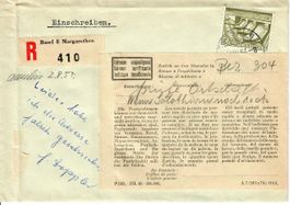 R-Brief Basel - Adresse ungenügend  1954