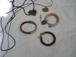 5 stk Schmuck Stein Armreifen und Anhänger Halskette lot