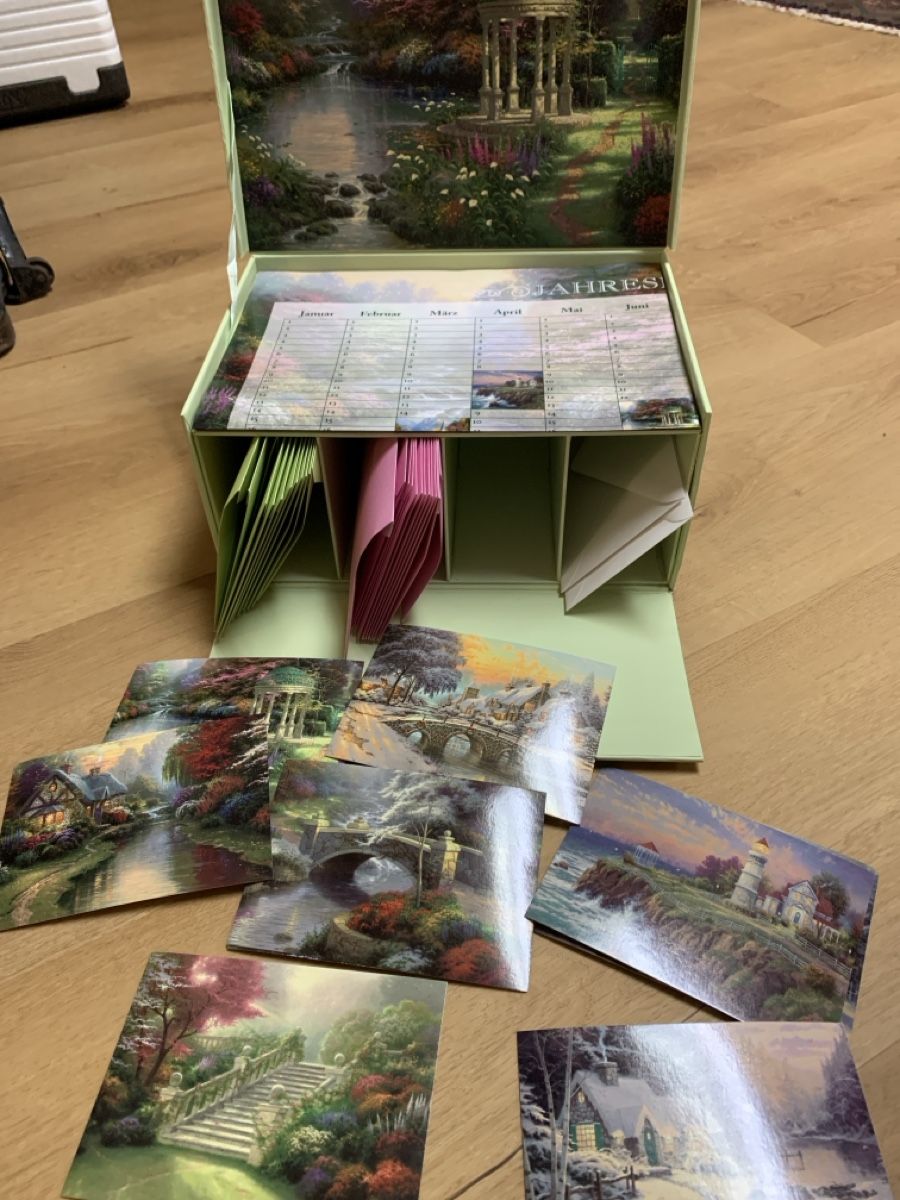 Cartoline: Thomas Kinkade ewiger Kalender, passende Karten + Couverts – Usato da Meilen venduto da Flockenwirbel 1
