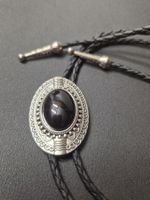 19) Bolo-Tie Westernkrawatte Schwarzer Onyx Silber Neu