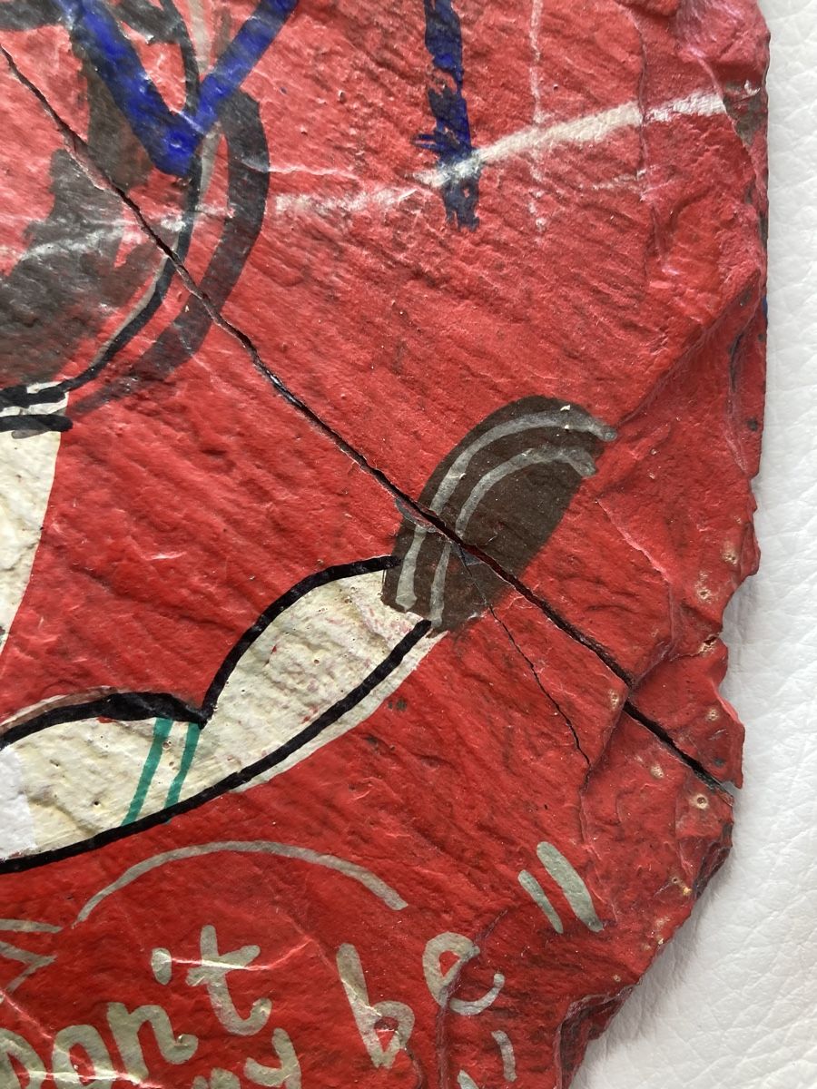 Dipinti: Lorenz Spring, Öl / Mix-media /Collage auf Schieferstein – Usato da Münsingen venduto da Rehtre 8