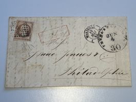 Frankreich 1859, nach Philadelphia USA, top Rares Exemplar!