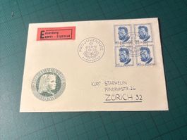 PJ 4er auf Briefumschlag 1.XII.53.