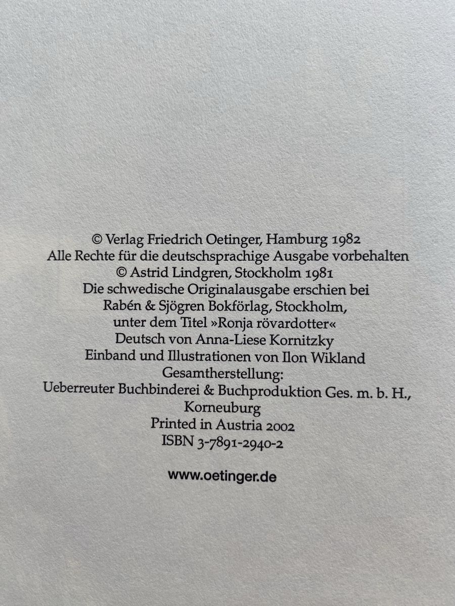Libri: Ronja Räubertochter - Astrid Lindgren – Usato da Schwarzenburg venduto da Michellu 3