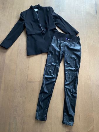 Seraphine - schwarze Umstandsshose in Lederoptik Gr. 34
