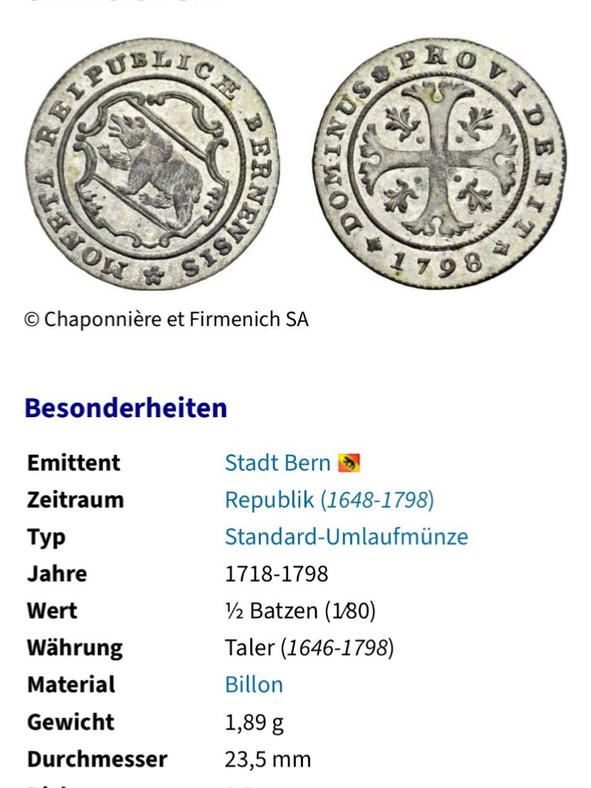 Tutti le monete: Alte Münze Bernensis 1775 Dominus Providebit – Usato da Neuenhof venduto da Mastermind-73 3