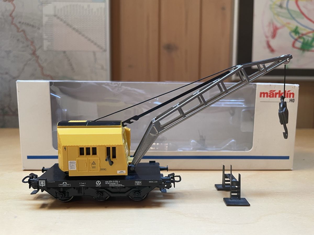 Märklin Modellini di ferrovie: Märklin 4671 Kranwagen – Usato da Rickenbach ZH venduto da u2540