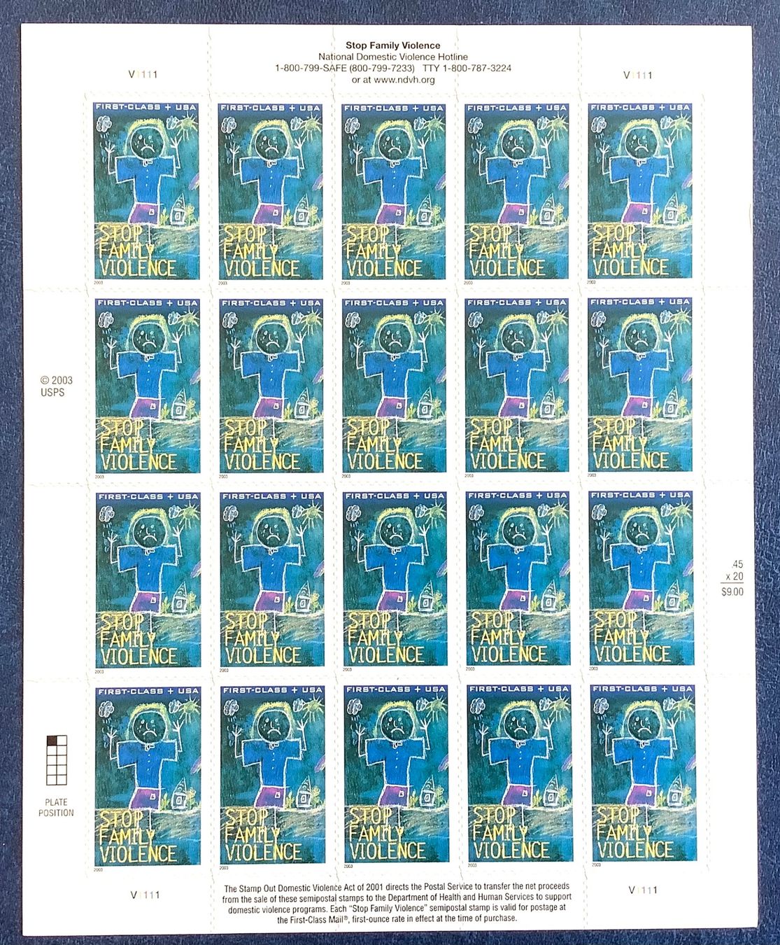 Alle Briefmarken: 2003 - USA - Stoppen häusliche Gewalt / Bogen ** – Neu (gemäss Beschreibung) aus Liestal von Skunk02
