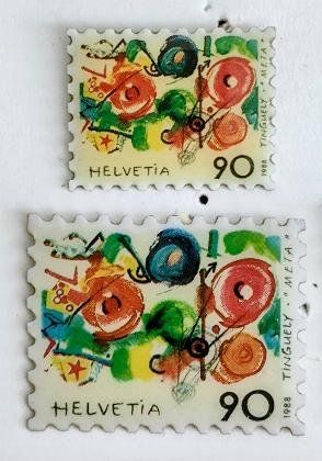 Placchette & Badge: 2 Briefmarken  Pin – Usato da Pfäffikon ZH venduto da Colacity