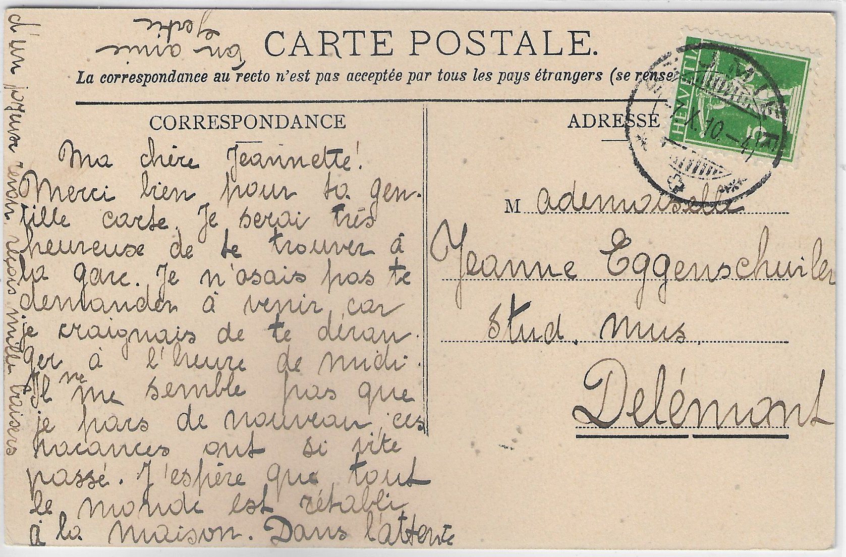Cartoline postali: St. Imier - Banque cantonale bernoise - animee – Usato da Ettingen venduto da Kartenplanet 1
