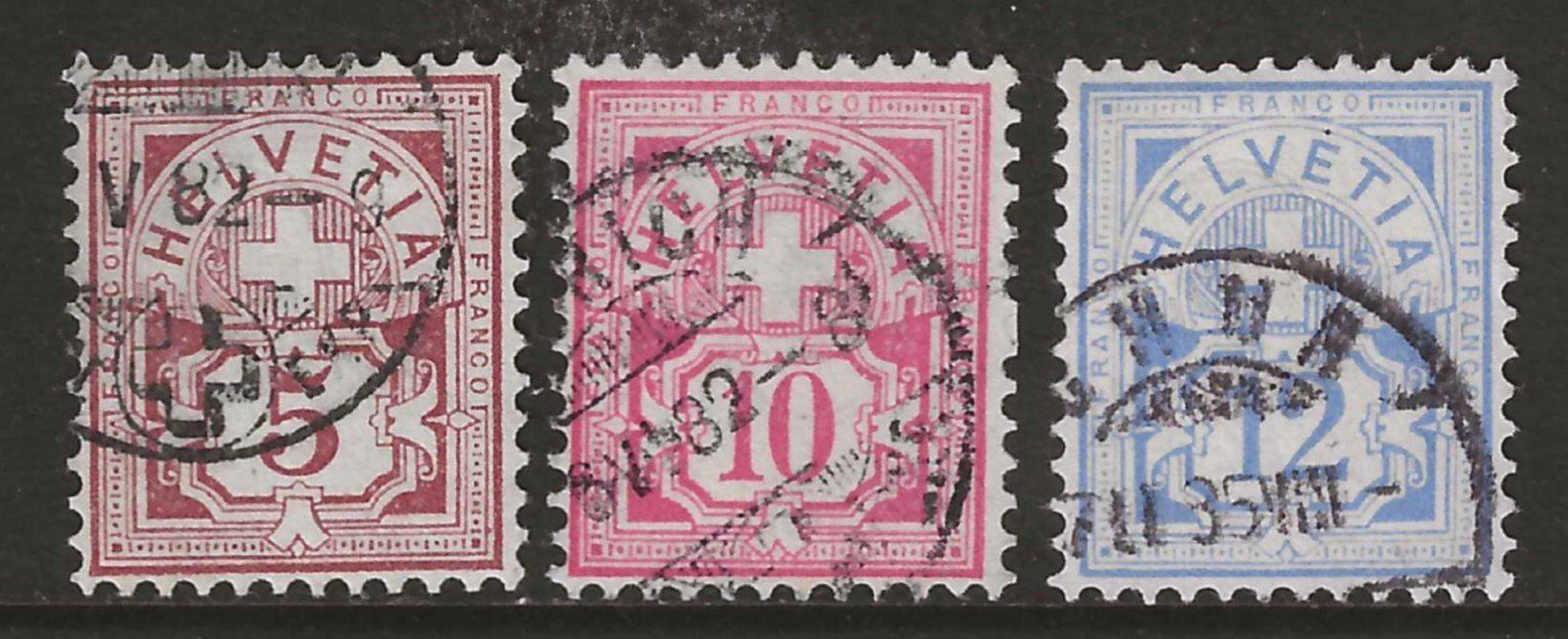 Tutti i francobolli: 1882 : Ziffermuster Nr. 54 - 56 : KP 285.-- – Usato da Gümligen venduto da Geniusbuy