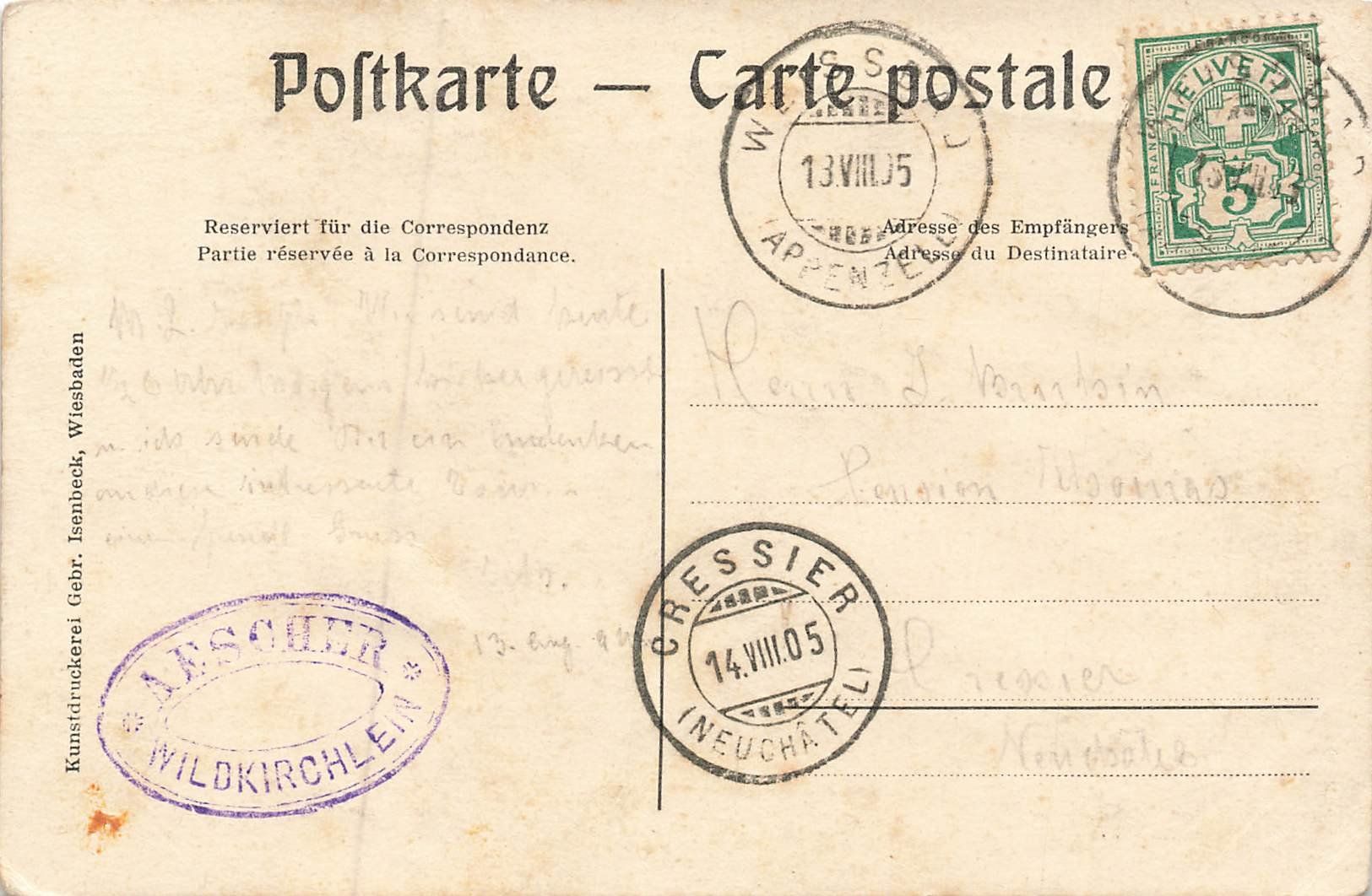 Cartoline postali: Prägekarte 1905 Wildkirchli – Usato da Schwyz venduto da Seffi56 1