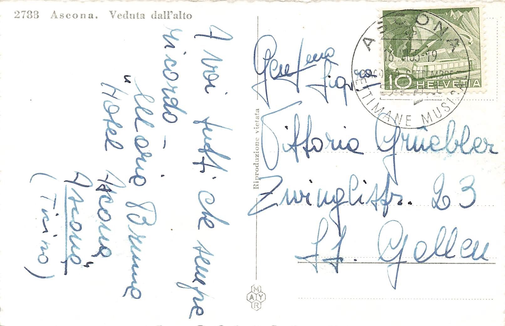 Cartoline postali: Ascona veduta dall`alto – Usato da Biasca venduto da Blenio71 1