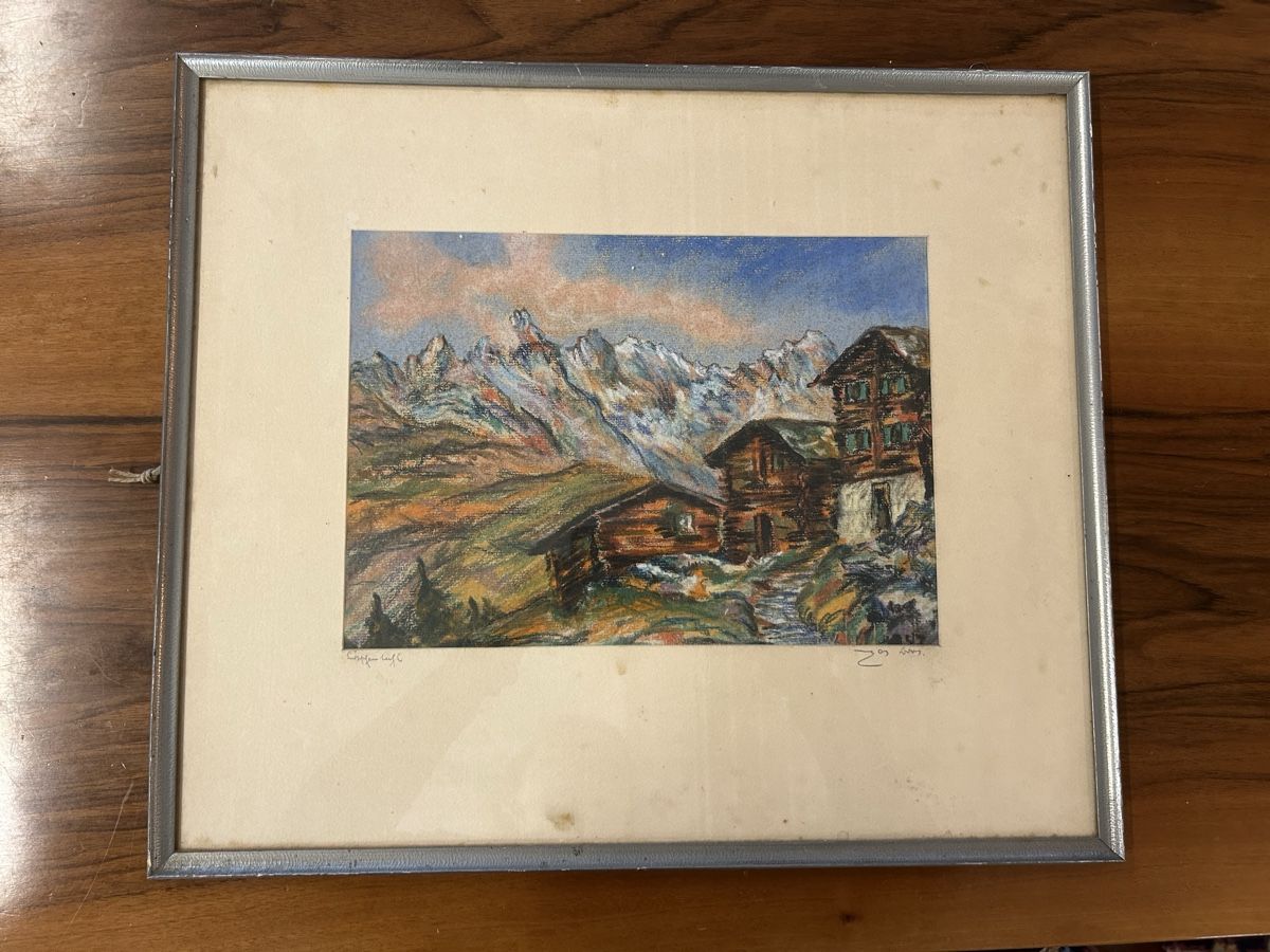 Tableaux: Berggemälde mit chalet – D'occasion à Zürich par BashasBrockenhaus