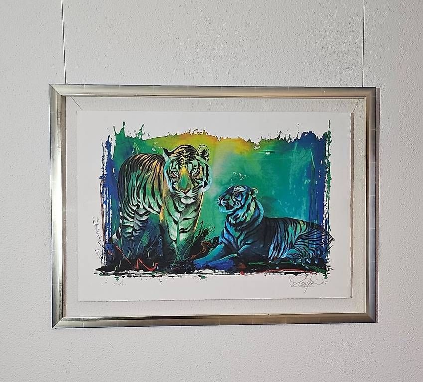 Grafica & Litografie: Rolf Knie "Zwei wachsame Tiger"Serigr. Ep.Art., handsigniert – Usato da Kriens venduto da Chilimaus0