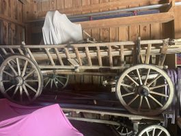 2 alte antike Holzwagen zur Dekoration