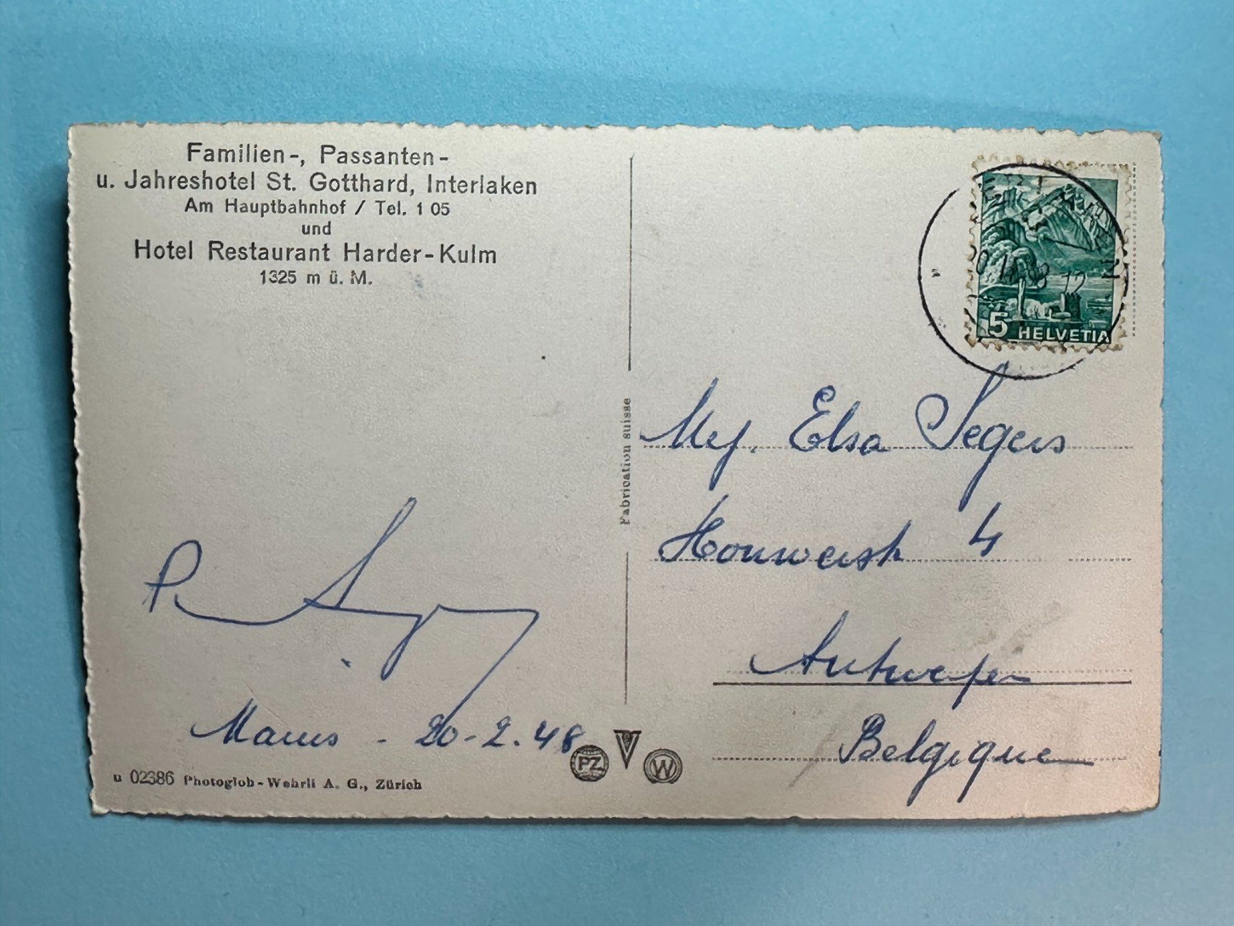 Cartes postales: Interlaken, Hotel St. Gotthard – D'occasion à Steg VS par _vinci_ 1